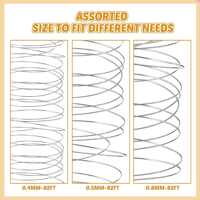 Funrous 5 Rolls 5 Size Jewelry Wire 18, 20, 22, 24, 26 Gauge Copper Wire Kit Jewelry Beading Bendable Craft Metal for Making Crafts, Sculpting with a Pliers(Silver)