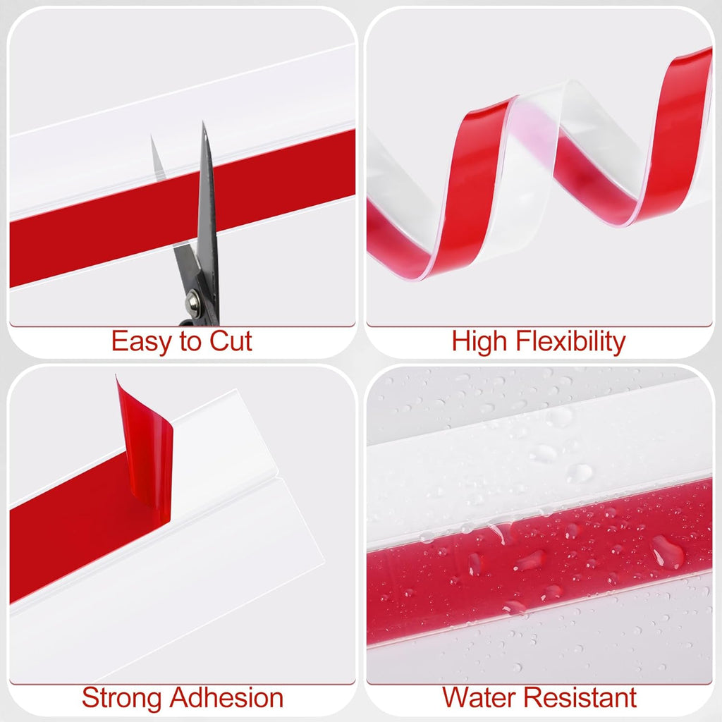 MYFAMIREA Door Weather Stripping 3IN (W) x 20FT (L) Door Draft Stopper Seal Tape Silicone Seal Strip Self Adhesive Shower Sweep Insulation Tape Side Bottom Strip for Sliding Glass Window Gap, Clear