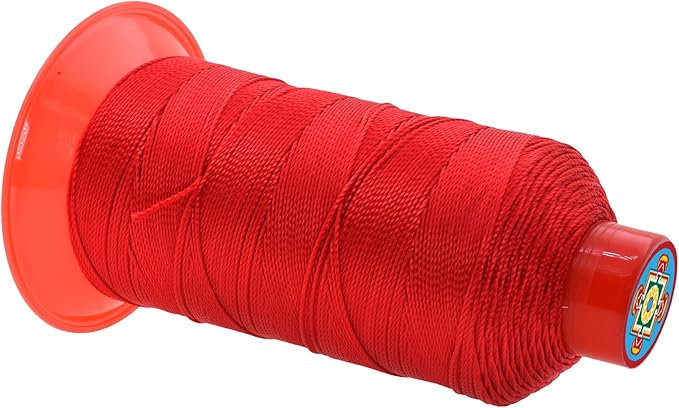 Mandala Crafts Bonded Nylon Thread Red Heavy Duty Sewing Threads - 415 YDs Size 346 210D T350 Tex 350 Thread for Leather Jeans Weaving Outdoor Marine Upholstery Threads