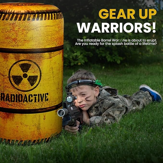 Barrels Inflatables Set, Combat Battlefield Compatible with Nerf, Laser tag, Water Gun, Dart Gun, Perfect for Boys and Girls Birthday Activities, Suitable fot Kids and Adults