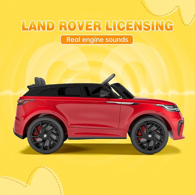 Licensed Land Rover Kids Electric Car, Ride On Toys for 4-8 Year Olds with Mp3 Player, Remote Control, Rocking, Pull Rod (Red)