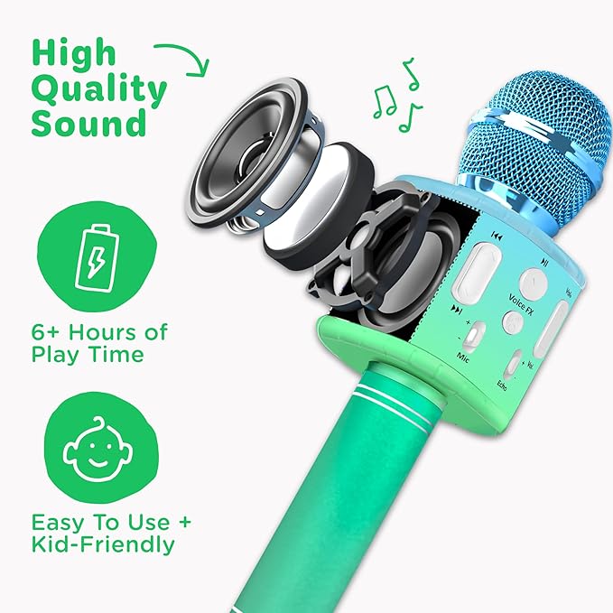 Move2Play, Kids Karaoke Microphone | Includes Pre-Loaded Songs & Bluetooth | Kids Birthday Party Gift | Toy for All Ages 2, 3, 4, 5, 6+ Year Old Girls, Boys & Toddlers