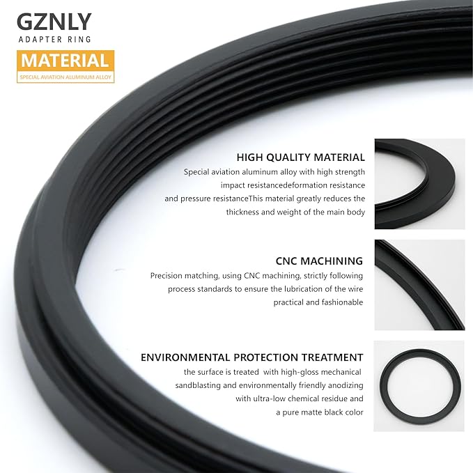 55mm to 49mm Step-up Adapter Rings Filter Adapter Black Metal Step Down Filter Ring Adapter Compatible with All Brand UV CPL ND Camera Lens Filter Stepping Rings (55mm-49mm), (NLY001)