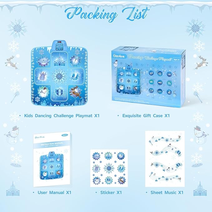 GirlsHome Dance Mat - Frozen Toys for Girls Electronic Dance Pad with 5 Game Modes, Built-in Music, Touch Sensitive Light Up LED Kids Musical Mat, Christmas & Birthday Gift for Girls 3-13