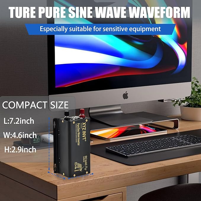 300W Pure Sine Wave Inverter DC 36V to AC 110V 120V Power Converter 600W Peak with LED Display for Most Small Power Appliances