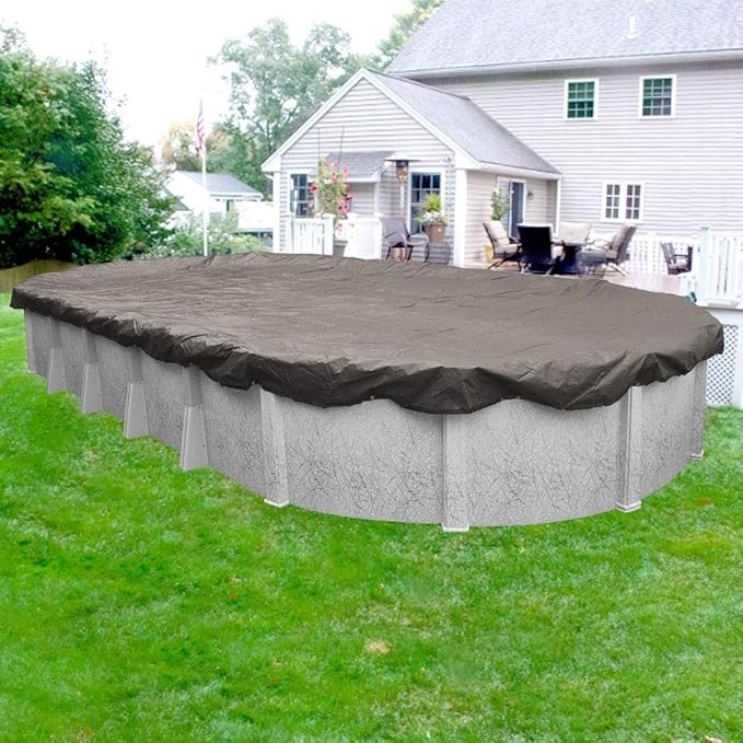 Robelle 18 x 40 ft Extra Heavy Duty Magnesium Winter Oval Pool Cover for Above Ground Pools, 4 ft Overlap (22 x 44 ft Cover Size), Solid 10 x 10 Scrim, 2.91 oz/yd2, 12-Year Warranty, Style: 591840-4A