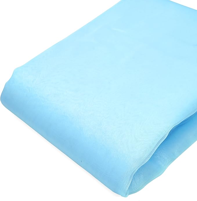 Organza Fabric 5 Yard Bridal Solid Sheer Organza Fabric Bolt for Wedding Dress, Fashion, Crafts, Decorations Silky Shiny Organza 44" - (5 Yard, Sky Blue)