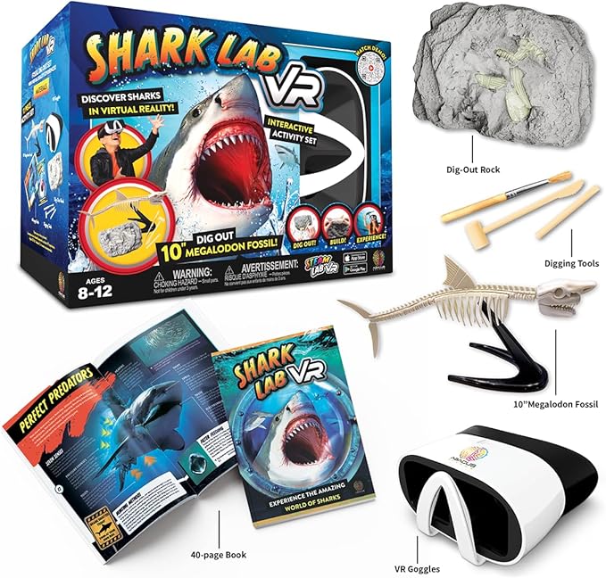 Abacus Brands STEAM Shark Lab VR - Illustrated Interactive VR Book and STEAM Learning Activity Set - for Ages 8 and Up