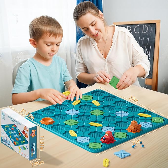 Kids Board Games Learning Toys, STEM Educational Logic Kits with 200+ Challenges & 4 Difficulty Levels, Brain Puzzles Maze Games for Boys Girls Ages 3-10 Birthday Gifts