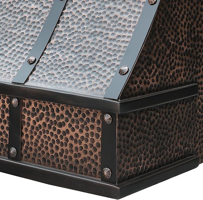 CT Copper Tailor Sloped Copper Vent Hood Island Mount,60'' W,48''H,1260 CFM Exhaust Fan,Stainless Steel Vent,LED Light,Dishwasher-Safe Baffle Filters,VH8TR1