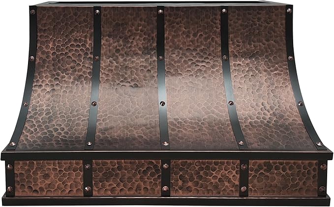CT Copper Tailor Sloped Copper Vent Hood Island Mount,60'' W,30''H,1260 CFM Exhaust Fan,Stainless Steel Vent,LED Light,Dishwasher-Safe Baffle Filters,VH8TR1