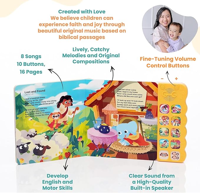 GO GO Bible Songs of Wisdom: Bible Songs Book for Toddlers, 8 Songs, Talking Books for Toddlers 2-4 Years, Sound Books, Sing Along Books, Baby Music Book, Christian Toys for Toddlers