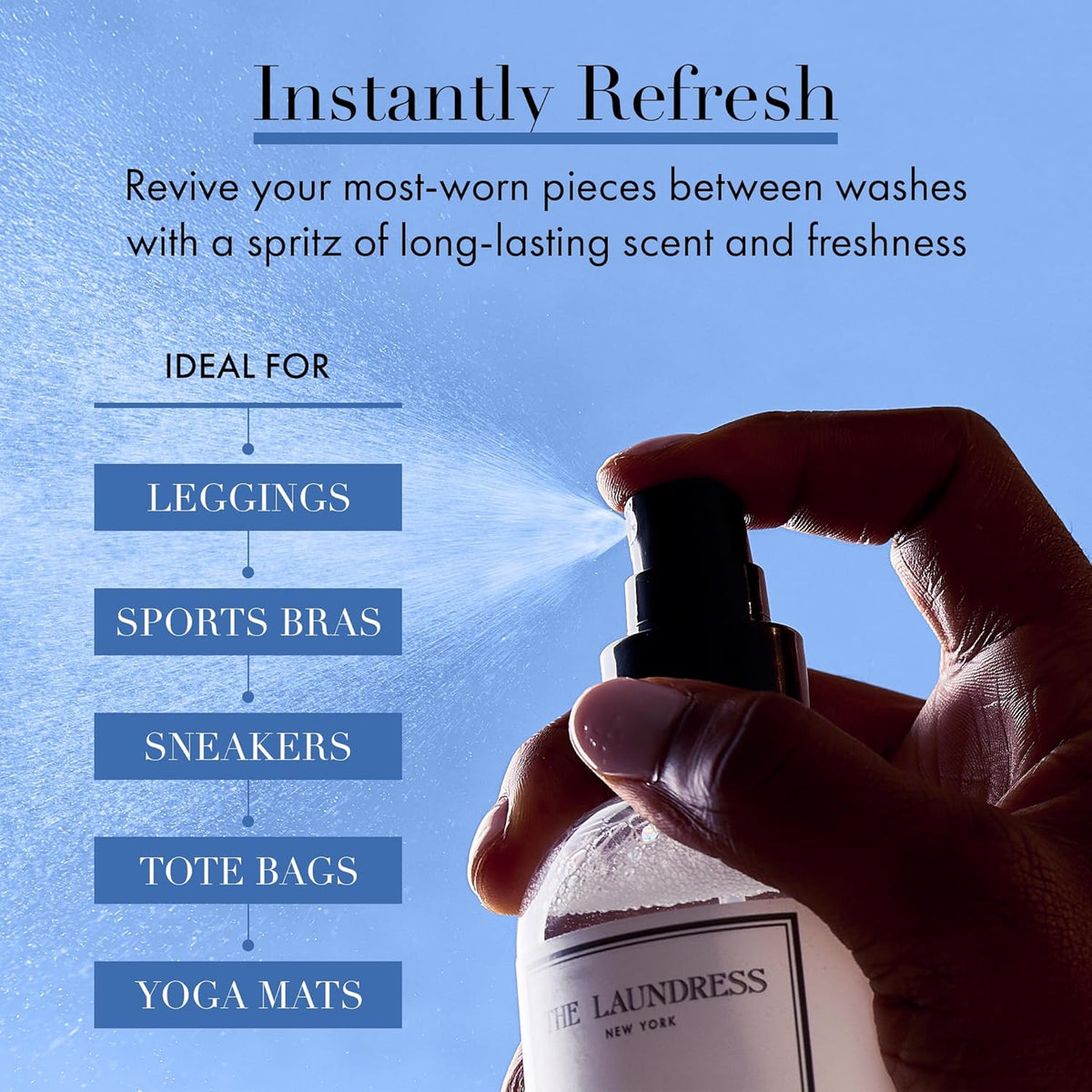 The Laundress Activewear Fabric Refresher Spray, 8 Oz, Marine Fragrance, Bright, Energetic, Odor Freshener for Performance Gear, Towels, Tote Bags, Sneakers & Yoga Mats, 48 Hours* Fragrance
