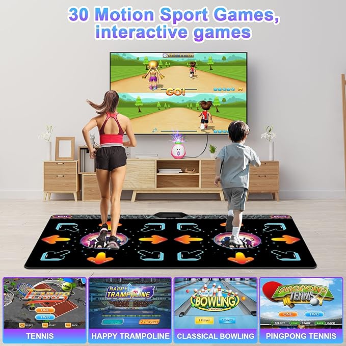 Dance Mat for Kid & Adult, Double Dance Mats for TV, Electronic Dance Pad Game with Camera, Exercise Dance Game for TV,Plug and Play Dancing Mat for Family Games, Xmas Birthday Gifts Ideas