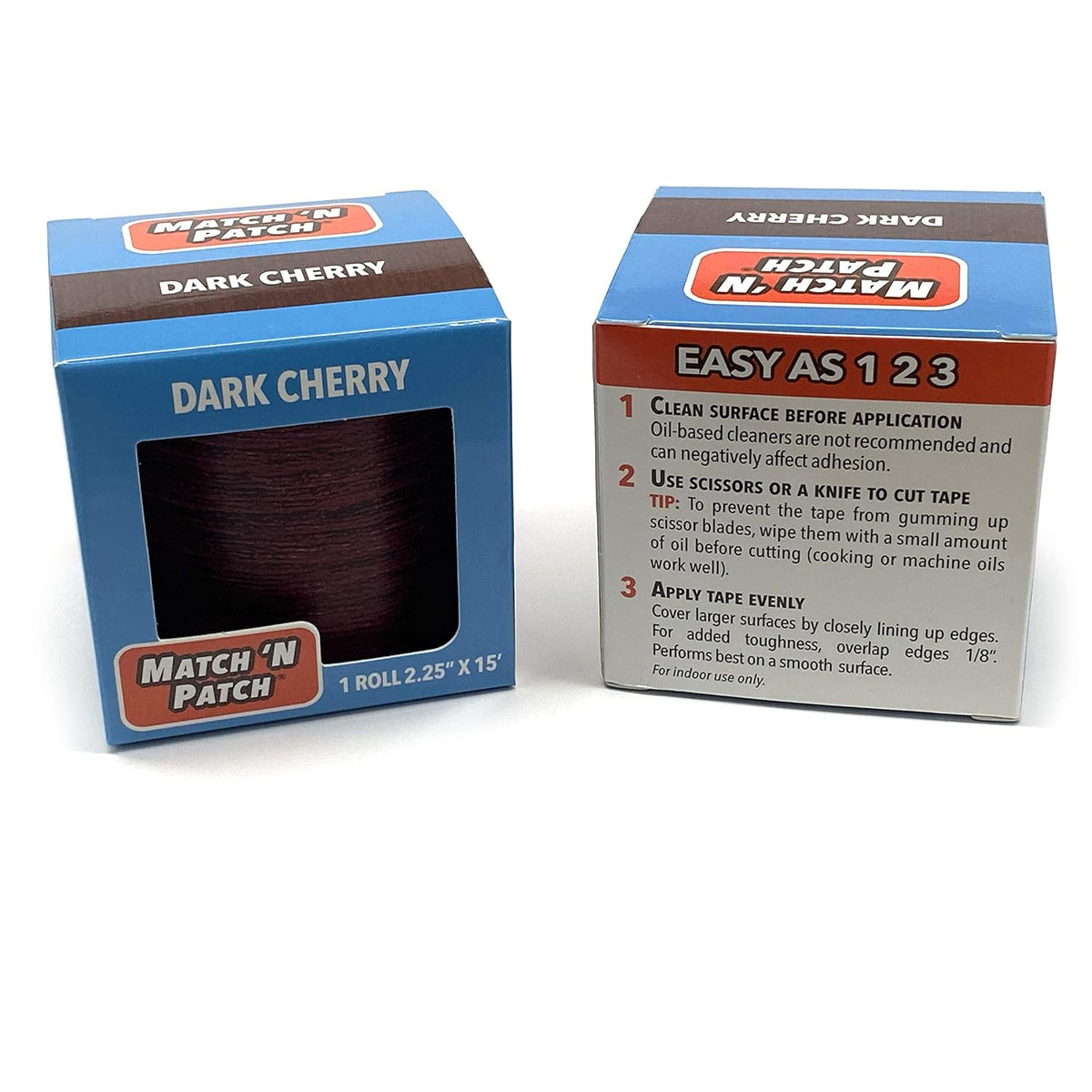 MATCH 'N PATCH Realistic Wood Grain Repair Tape - Durable Multi-Use Adhesive Tape for Furniture, Floors, Cabinets, Windows, Doors, RV, Home Decor & DIY Projects - Dark Cherry, 2.25 inch x 15 feet