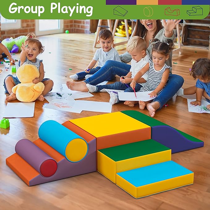 Toddler Foam Climbing Set Indoor - Kids Climb & Crawl Soft Activity Playset - Toddler Climber Gymnastics Equipment for Walking in Balance
