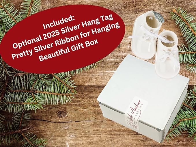 Ivory Baby Shoe Ornament Babys First Christmas Boy or Girl Ornament Cream Porcelain Baby Booties, Can Be Personalized, with Gift Box (2025)