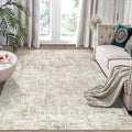 5x7 Area Rugs for Living Room Rug Washable: Modern Rug for Dining Room Bedroom Carpet Non Slip Low Pile 5 by 7 Indoor Abstract Nursery Home Office Beige