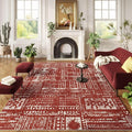 Area Rugs 8x10 Rug for Living Room Clearance Washable Boho Area Rug Non Slip Moroccan Vintage Low Pile Large Rug for Living Room, Bedroom, Farmhouse, Dining Room, Kids Playroom(Terracotta)