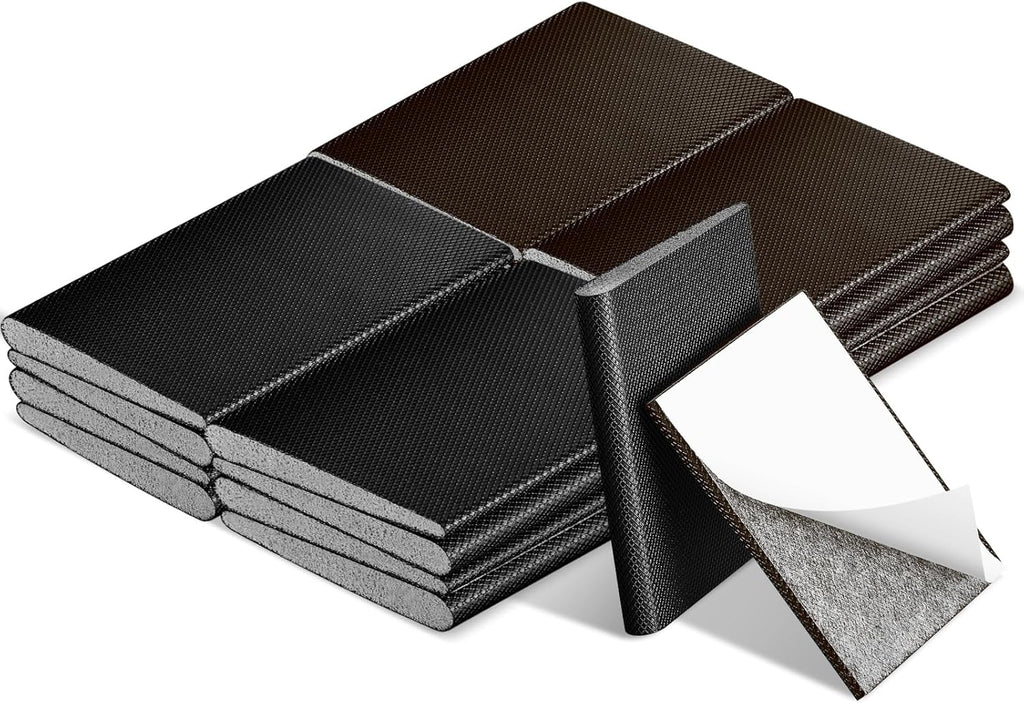 Zonon 16 Pieces Door Corner Seal Weatherstripping Exterior Door Frame Seal Draft Stopper Adhesive Corner Pads for Weather Stripping and Draft Protection (Black,Brown)