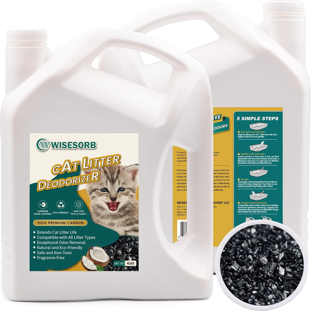 Cat Litter Deodorizer - 4Lb Activated Carbon Litter Box Odor Eliminator Absorber Unscented, Cat Litter Odor Control Room Deodorizer Solution for Homes with Pets