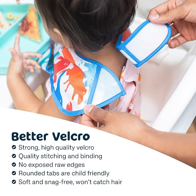 Tiny Twinkle Mess Proof Baby Bibs for Eating - Waterproof, Wipeable Bibs - Toddler Bibs - Travel Friendly - PFAS, PVC, BPA, Phthalate Free - Baby Food Bibs (3 Pack,Sage, Charcoal)