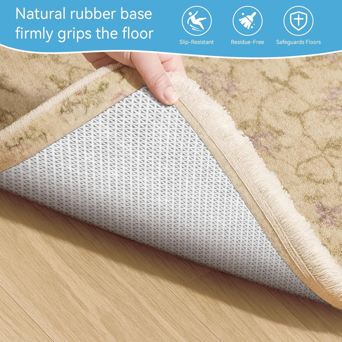 Warmstar 10x14 FT Non Slip Rug Pad,100% Waterproof Felt Rug Pad for Hardwood Floors,1/4” Thick Soft Carpet Pad with Natural Rubber Backing, Secure Grip & Floor Protection