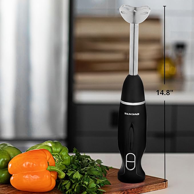 OVENTE Immersion Hand Blender, 300W Electric Handheld Portable Stick Mixer with 2 Mixing Speed and Stainless Steel Blades for Effortless Blending Smoothies, Shakes, Puree or Baby Food, Black HS560B