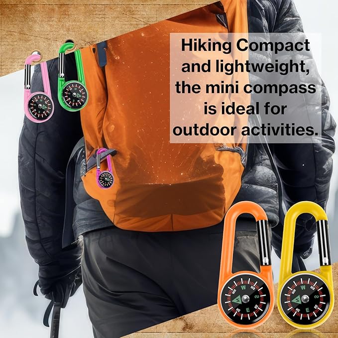 12 Pcs Mini Compass Keychain for Kids Bulk, Small Pocket Magnetic Compass Survival Hiking for Outdoor Survival Camping Party Backpacking Accessory