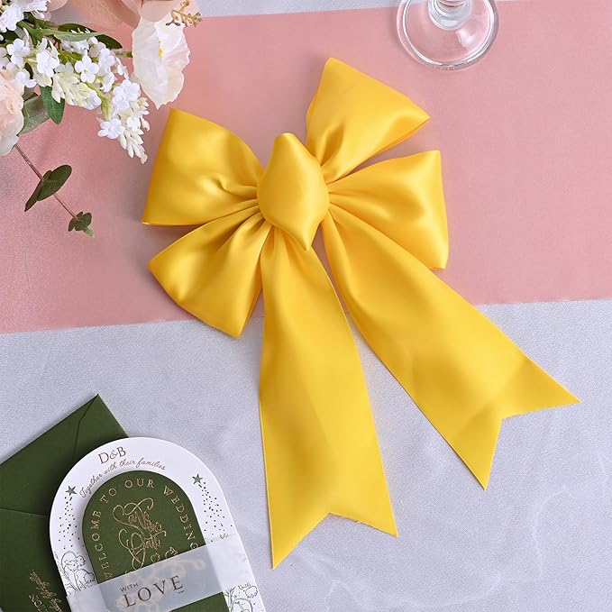Yellow Satin Ribbon 3 Inch X 15 Yards Solid Color Double Faced Ribbons Perfect for Crafts Wedding Decor Bow Making Arts Sewing and More