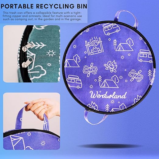 1 Pcs 30 Gallon Collapsible Trash Can Portable Waterproof Reusable with Zippered Lid for RV's, Camping, Recycling, Yard Waste, Leaf Bag, Children Toy Bin (Recycling)