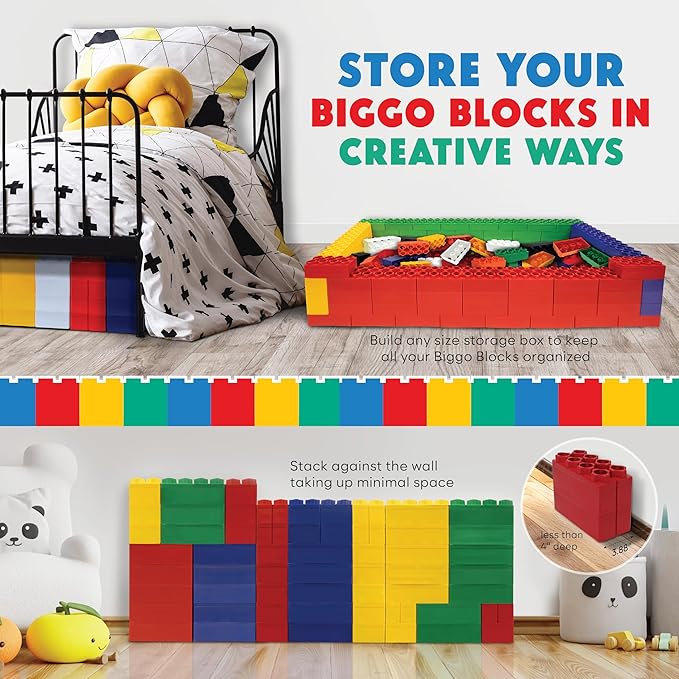 Big Blocks for Kids Ages 4-8 — Indoor & Outdoor Blocks for Kids Games — Large Building Blocks (192 pc) Jumbo Set