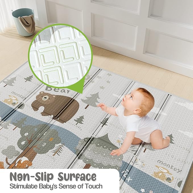 Fodoss Baby Play Mat, 59x71inch Play Mat, 0.4 in Thick Foam Play Mat, Waterproof,Free from BPA, PVC, Phthalates, Playmat for Babies, Foldable Play Mat forBabies, Large Infant Playmat