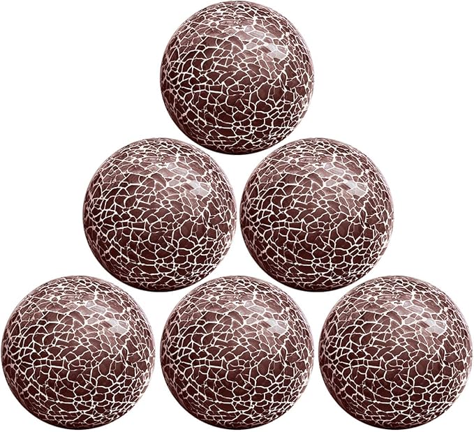 6 PCS 2.5inch Glass Mosaic Sphere Balls Round Christmas Table Bowls Vases Centerpieces Set Decorative Orbs Living Room Festival Table Party Wedding Dining Home Tray Solid