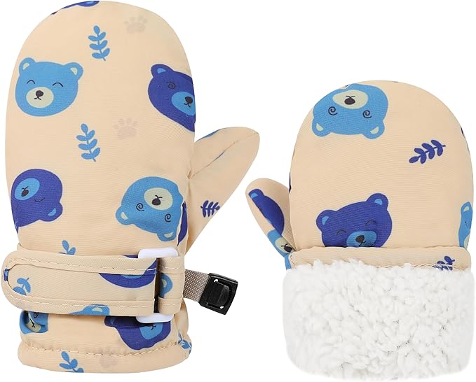 Toddler Gloves Kids Mittens Winter Warm Lined Fleece Gloves Waterproof Snow Baby Mitten for Boys Girls