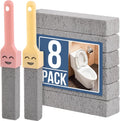 Navona 8 Pack Pumice Stone Scouring Sticks with 2 Universal Handles, Grey Pumice Stone Cleaner for Cleaning Toilets, Bathrooms, Kitchens, Spas and Pools