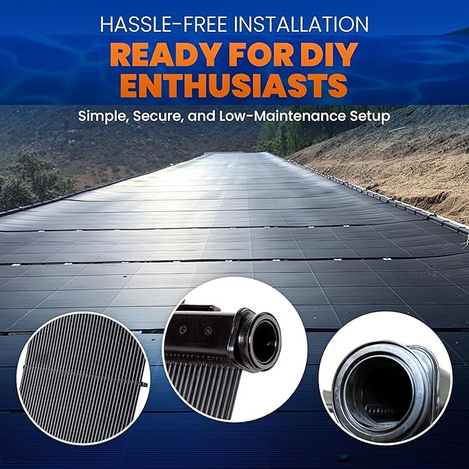 Industrial Grade Solar Pool Heater DIY Kit - Superior High-Wind Strapless Mounting System & Maximum Freeze Resistance (9-4'x9.5' / 342 Square Feet)