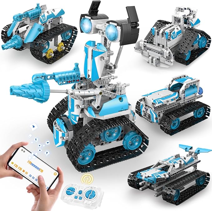 5 in 1 Robot Building Kit, Remote & App Control Educational Projects, 706Pcs DIY Tank & Garden Cars STEM Build Toys Sets for 8+ Years Old Boys and Girls