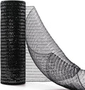 Koopi Deco Mesh 10 inch x 10 Yards Each Roll, Set of 2 Black Metallic Foil Poly Mesh Ribbons for Wreaths, Swags, Craft, Party and Decorating Supplies- 2 Rolls