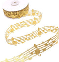 Golden Music Note Ribbon Grosgrain Ribbon Notation Craft Music Accessories Trim for Homecoming Mum Supplies Christmas (20 Yards/Roll)