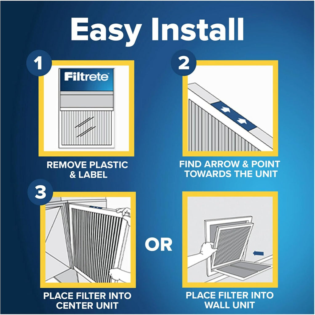 Filtrete 16x30x1 AC Furnace Air Filter, MERV 11, MPR 1000, Micro Allergen Defense, 3-Month Pleated 1-Inch Electrostatic Air Cleaning Filter, 4 Pack (Actual Size 4-Pack 29.813x15.813x0.656 in)
