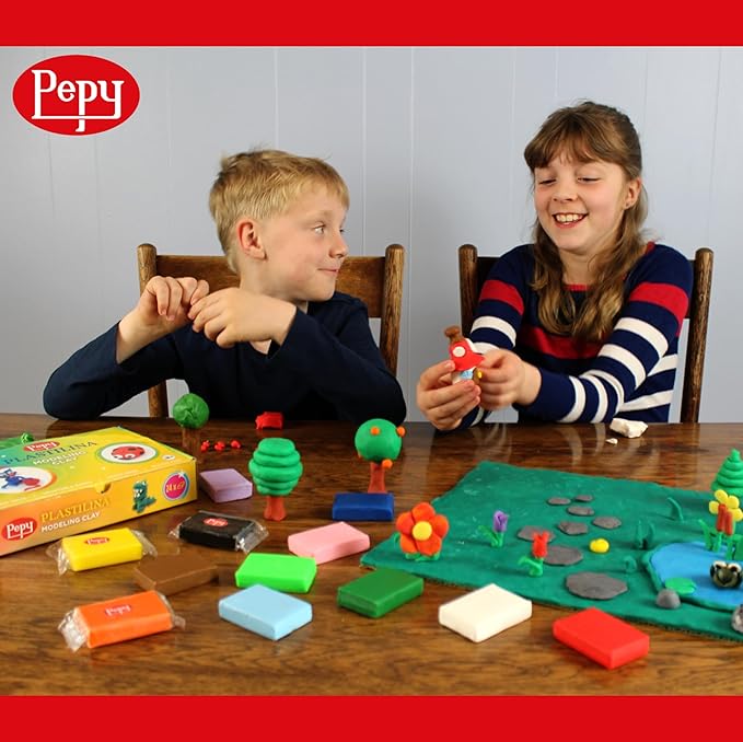 Pepy Plastilina Reusable and Non-Drying Modeling Clay; Set of 24 Bars, 1.4 Ounce Each, Perfect for Arts and Crafts Projects, White