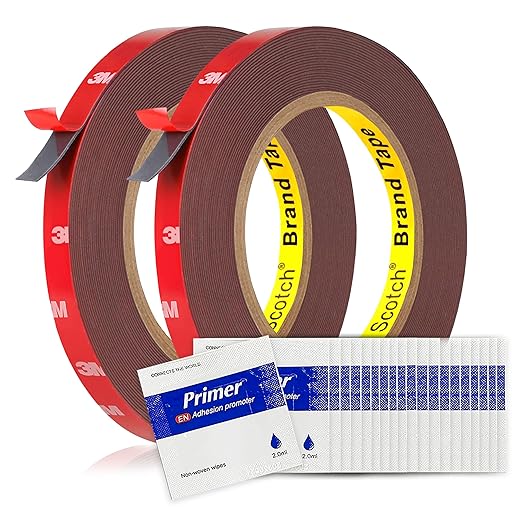 Tapsi Heavy Duty Double Sided Foam Mounting Tape – 0.4" x 36 FT Automotive-Grade Tape with Adhesion Promoters for Plastic Surfaces (0.4" x 72 ft, 72, feet)
