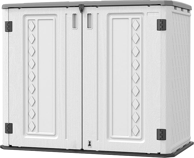 Sheds & Outdoor Storage, 34 Cu.ft Horizontal Storage Sheds Outdoor with Floor, Outdoor Storage Cabinet Waterproof for Garage Storage, Pool Storage, Bike Shed, Garden Shed