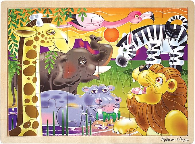 Melissa & Doug African Plains Safari Wooden Jigsaw Puzzle with Storage Tray (24 pcs)