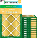 Filterbuy 10x30x1 Air Filter MERV 11 Superior Pet & Allergy Defense (12-Pack), Electrostatic Pleated HVAC AC Furnace Filters Replacement, Made in USA (Actual Size: 9.50 x 29.50 x 0.75)
