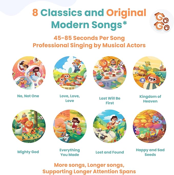 GO GO Bible Songs of Wisdom: Bible Songs Book for Toddlers, 8 Songs, Talking Books for Toddlers 2-4 Years, Sound Books, Sing Along Books, Baby Music Book, Christian Toys for Toddlers