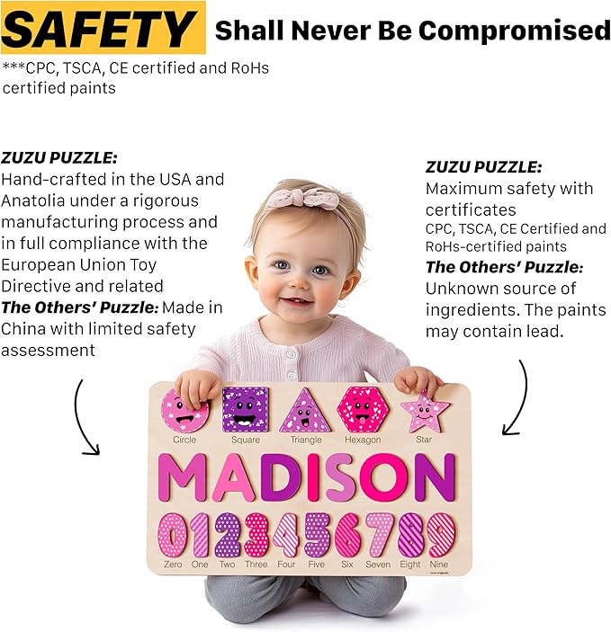 Puzzles for Toddlers Boy and Girl, Personalized Name Puzzle, 12 Month Toy, Gifts for 0 1 2 3 Years Old, Baby Gifts, Baby Shower, Christmas, NewBaby Gift, 0 3 6 9 12 18 24 36 Months