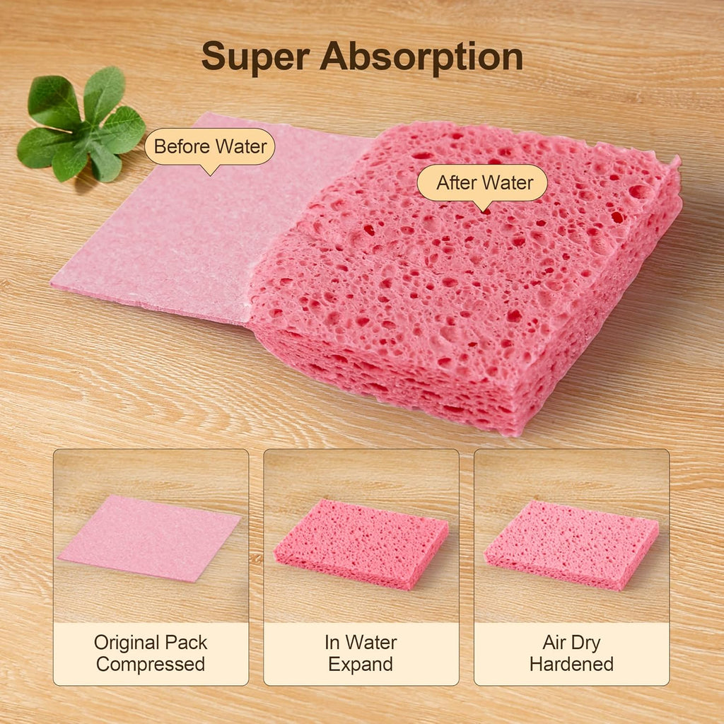 JOYMOOP Dish Sponge Scrubber, Cellulose Sponges Kitchen for Non-Scratch Washing Dishes, Household Cleaning Scrub Natural Sponge, Pack of 12 Colorful Sponges