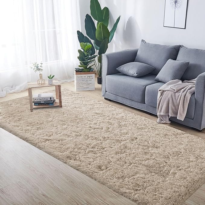 2x6 Runner Rug for Bedroom: Fluffy Shag Soft Washable Rugs Small Fuzzy Plush Indoor Carpet for Hallway Bedside Dorm Kids Girls Boys Room (Camel, 2'x6')